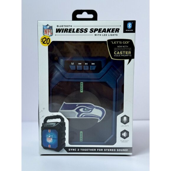 Seattle Seahawks NFL Wireless Bluetooth Speaker w /LED Lights Sport Caster - Picture 1 of 5